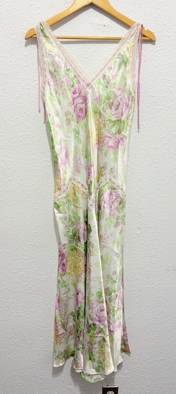 Vintage Oscar de la Renta Pink Label Slip Dress Fairy Cottage 90s Satin